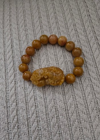 Sarı Boncuklu Yılan Desenli sarı jade dogal taş Kadın Bileklik - Görsel 3