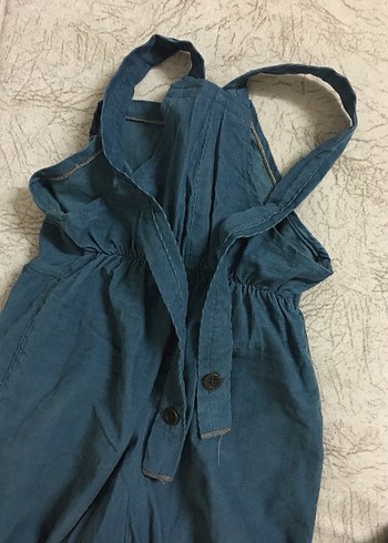 Kadın Mavi Denim Uzun Tulum - Görsel 3