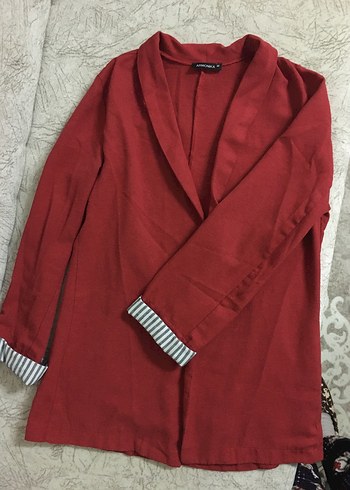 Kadın Kırmızı Düğmeli Blazer Ceket - Görsel 2