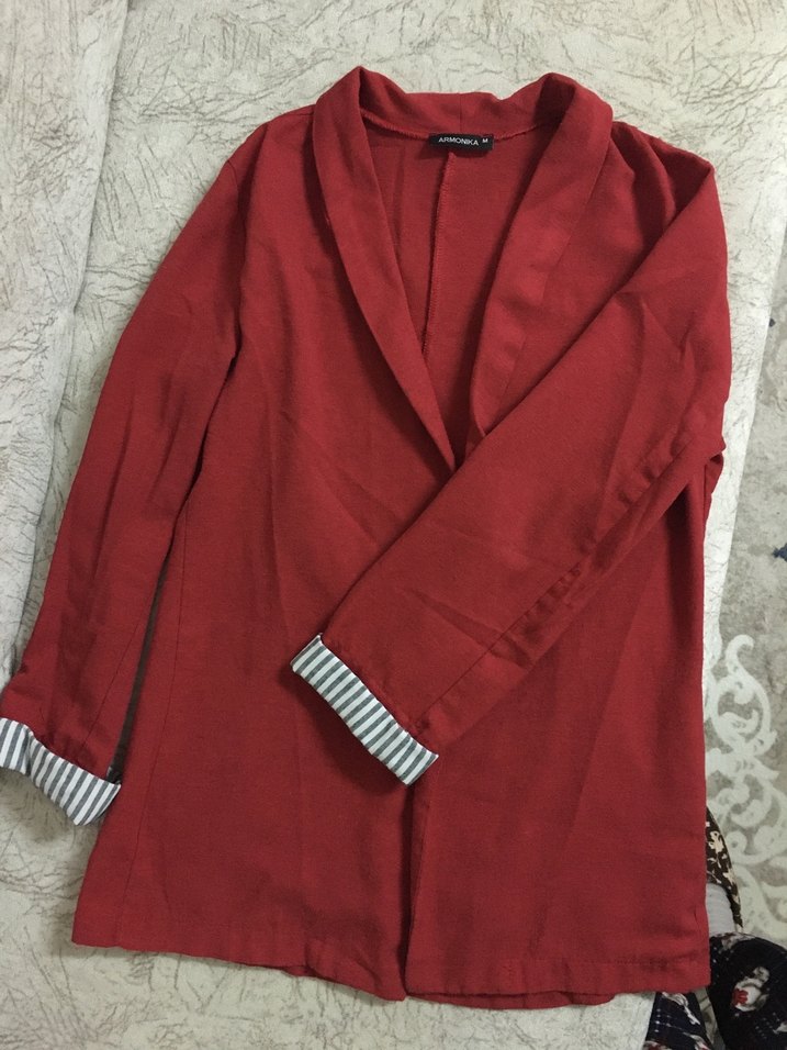 Kadın Kırmızı Düğmeli Blazer Ceket - Görsel 2