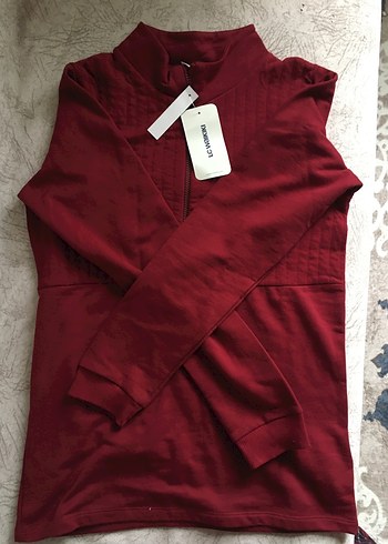 Bordo Fermuarlı Kadın Triko - Görsel 2