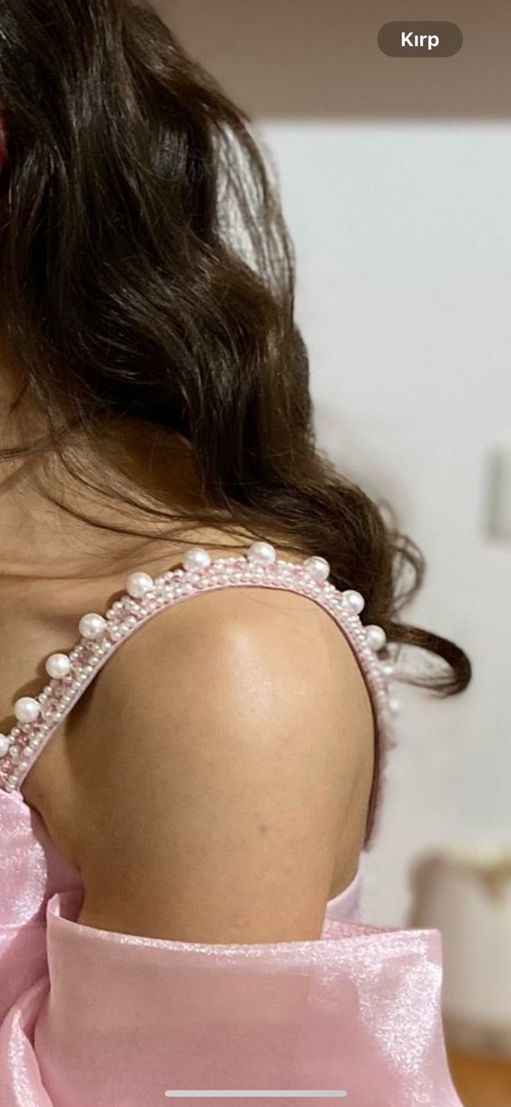 İnci Detaylı Pembe Midi  Söz Nişan İsteme Elbise - Görsel 2