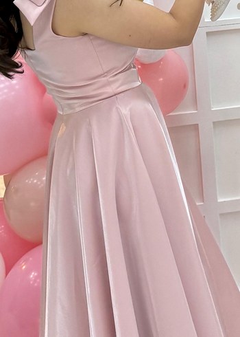 Pudra Pembe Drapeli midi Abiye - Görsel 2