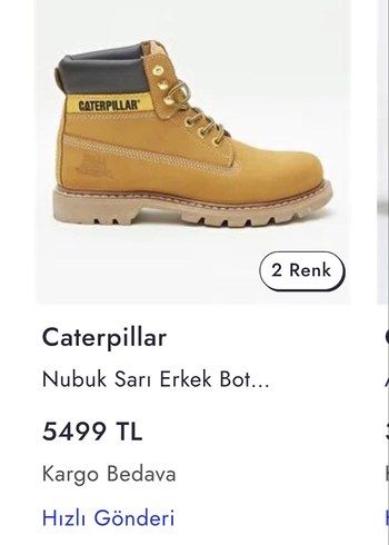 Caterpillar Sarı Erkek Outdoor Bot - Görsel 2