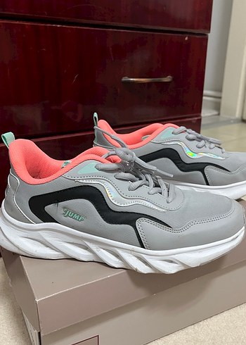 Gri Platform Topuklu Bağcıklı Kadın Spor Ayakkabı - Görsel 3