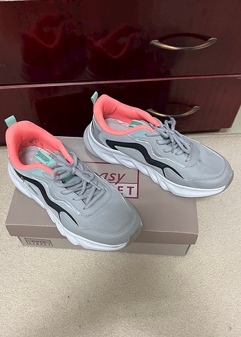 Gri Platform Topuklu Bağcıklı Kadın Spor Ayakkabı - Görsel 2