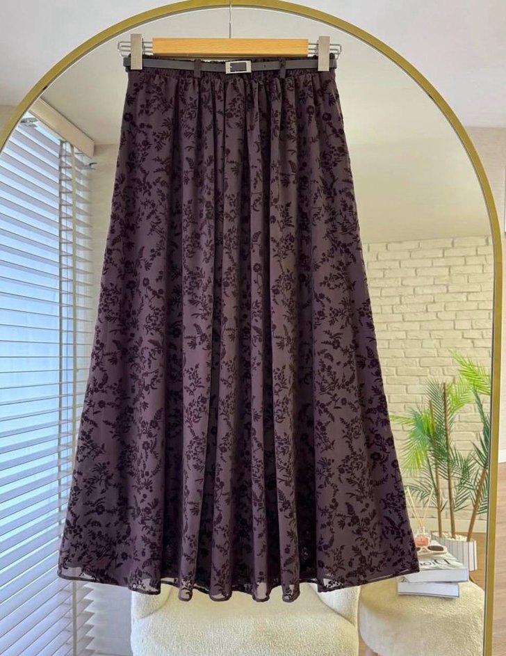 Siyah+ kahve fok baskı tül etek - Görsel 2