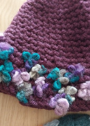 Renkli Örgü Bohem çocuk Bere - Görsel 6