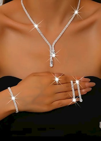 Beyaz Parıltılı Kadın Takı Seti - Görsel 2