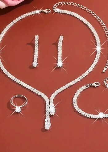 Beyaz Parıltılı Kadın Takı Seti - Görsel 3