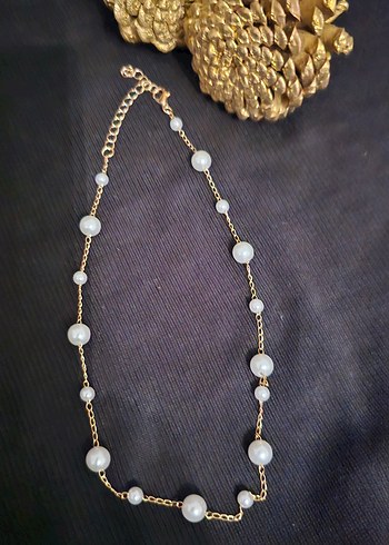 Beyaz inci kolye ile Kadın Kol Saati - Görsel 4