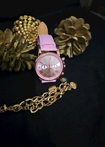 Bileklik ile Pembe Kadın Saat - Görsel 5