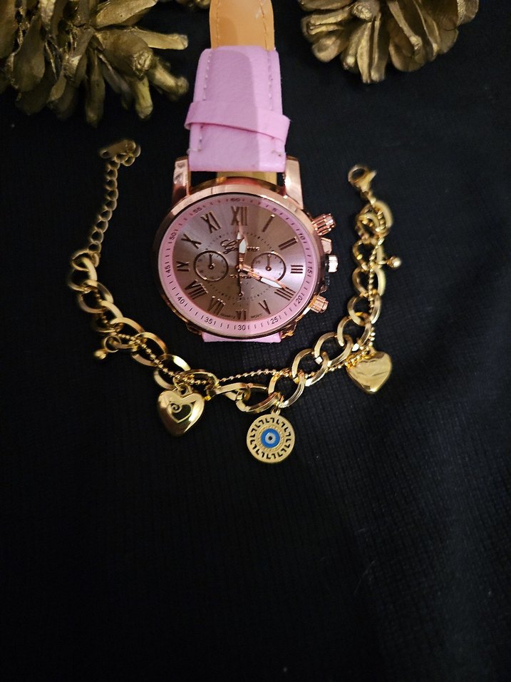 Bileklik ile Pembe Kadın Saat - Görsel 3