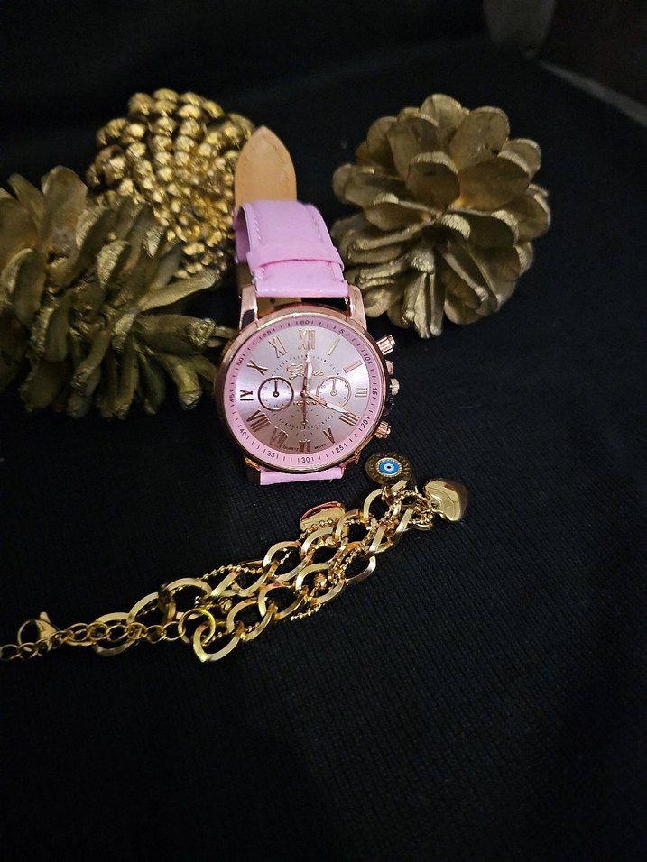 Bileklik ile Pembe Kadın Saat - Görsel 5