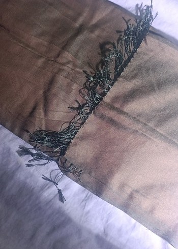 VAKKO MARKA Kahverengi İpek Şal - Görsel 3