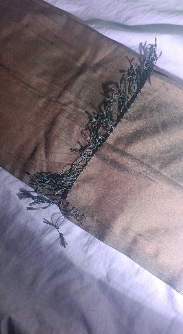 VAKKO MARKA Kahverengi İpek Şal - Görsel 3