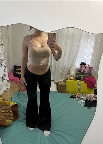 bershka muadili ispanyol paça tayt  Midi Pantolonu - Görsel 7