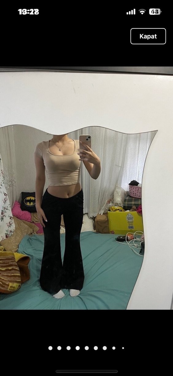 bershka muadili ispanyol paça tayt  Midi Pantolonu - Görsel 4