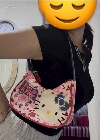 Renkli Hello Kitty çocuk çantası pembe y2k - Görsel 5