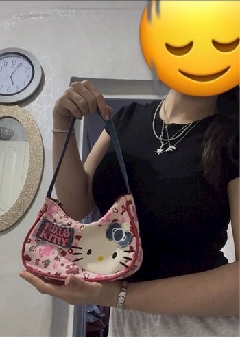Renkli Hello Kitty çocuk çantası pembe y2k - Görsel 6