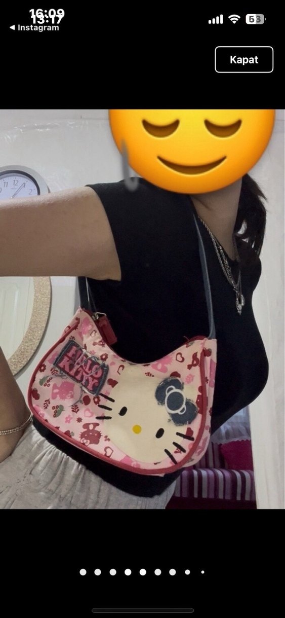 Renkli Hello Kitty çocuk çantası pembe y2k - Görsel 5