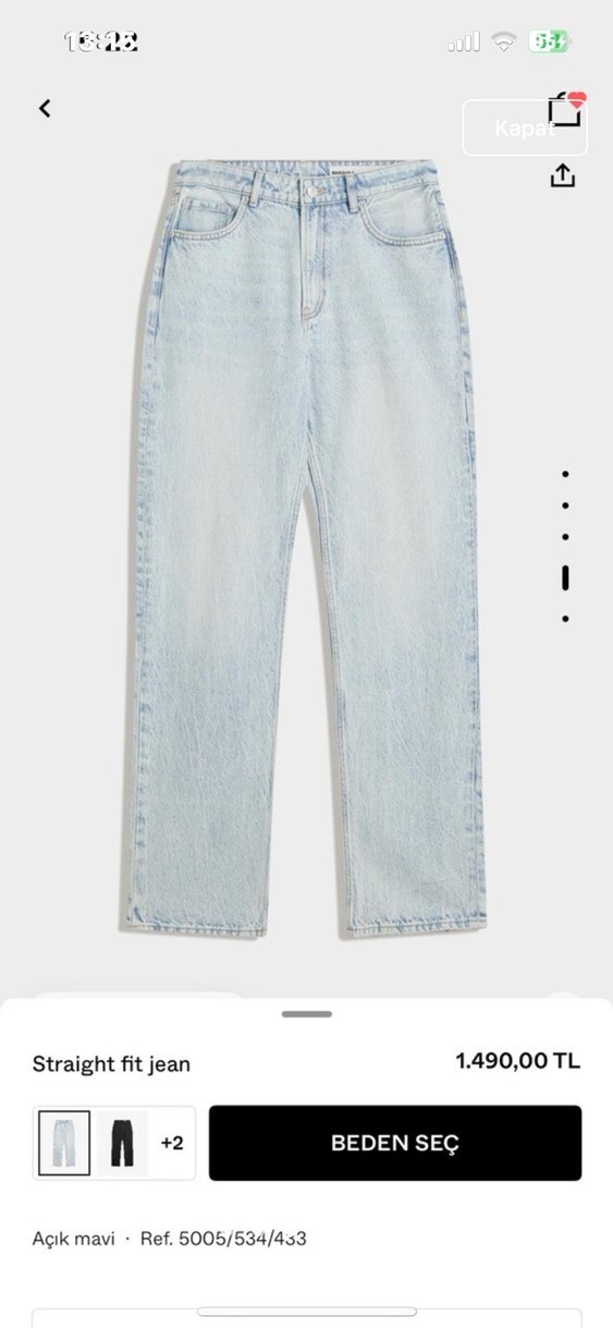 bershka straight fit jean açık mavi Gri Düz Kesim Kadın Jean - Görsel 3