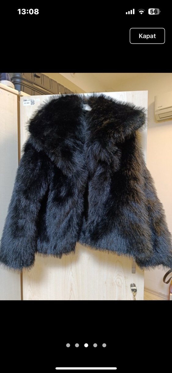 butik ürünü Kürk Detaylı Siyah Mini Kadın Kürk Ceket - Görsel 3