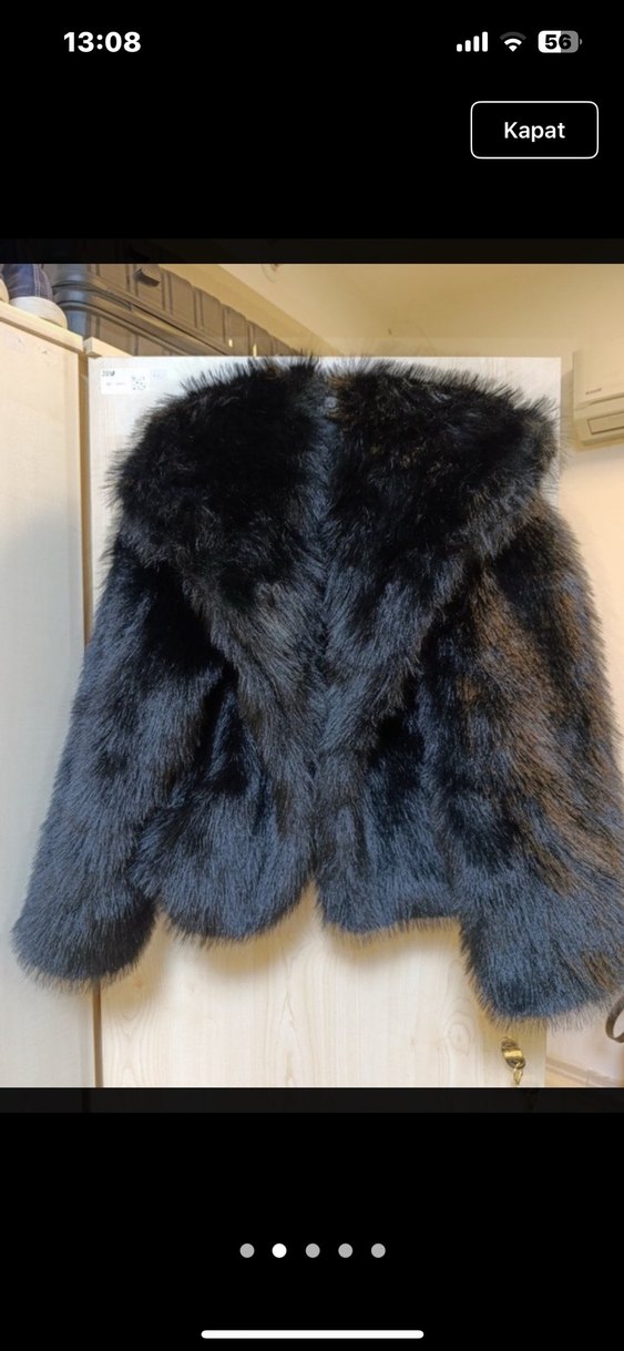 butik ürünü Kürk Detaylı Siyah Mini Kadın Kürk Ceket - Görsel 2