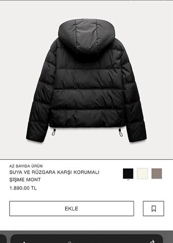 zara muadili mont etiketli Kapüşonlu Siyah Kadın Şişme Mont - Görsel 2