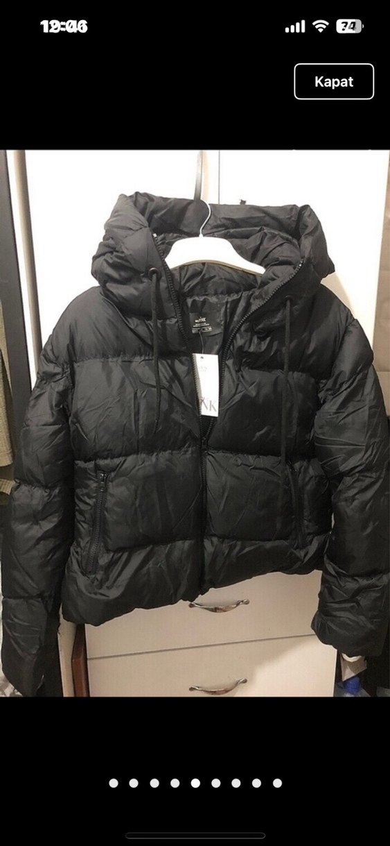 zara muadili mont etiketli Kapüşonlu Siyah Kadın Şişme Mont - Görsel 5