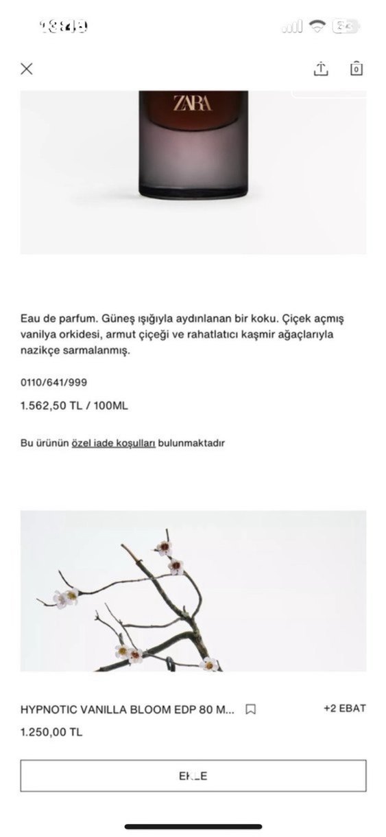 Zara Hypnotic Vanilla Bloom Kadın Parfümü - Görsel 3