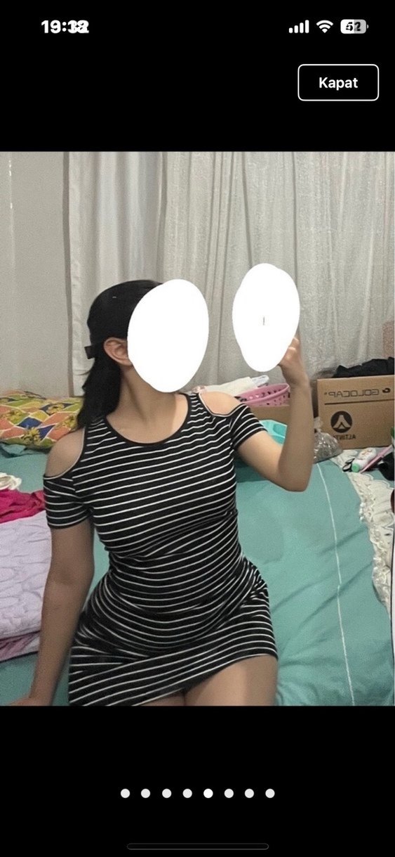 Çizgili Siyah Mini Elbise - Görsel 5