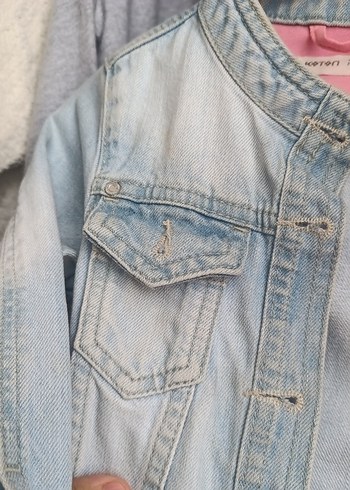 Kız Çocuk Denim Düğmeli Ceket - Görsel 3