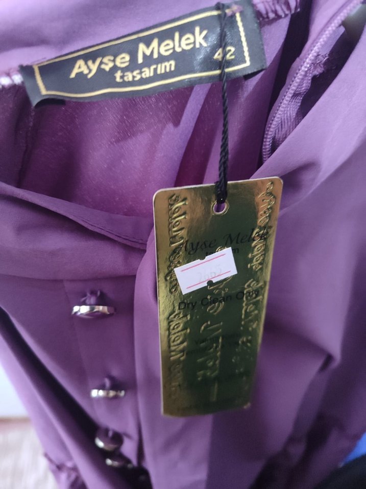 Uzun Mor Fırfırlı Bohem Elbise - Görsel 3