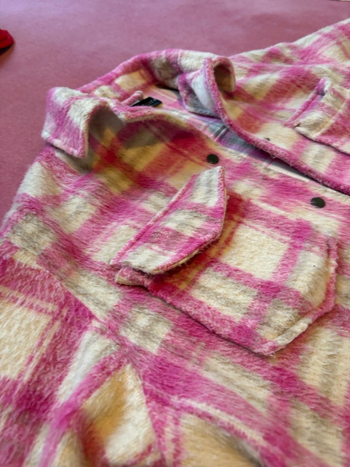 Zara Pembe Ekose Düğmeli Ceket - Görsel 3