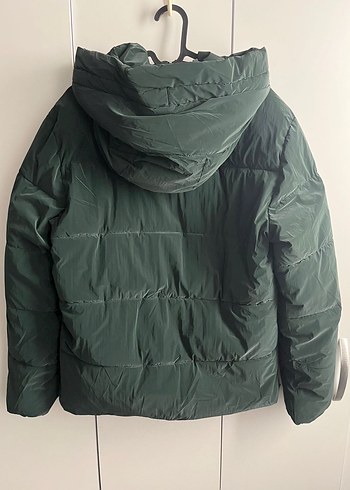 MAVİ koyu yeşil kapüşonlu şişme mont - Görsel 4