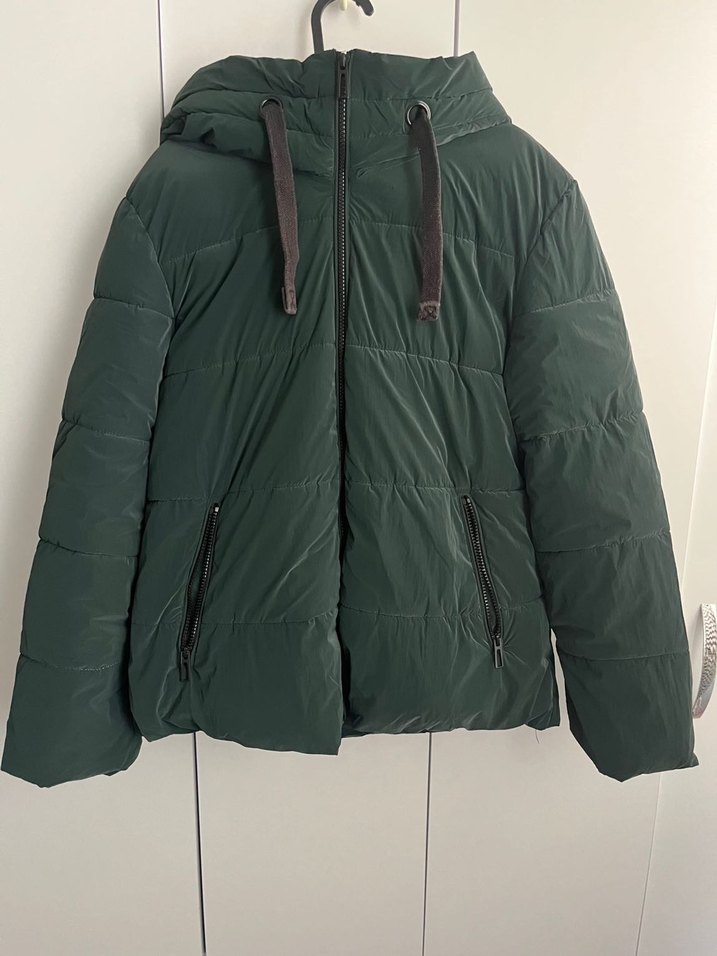 MAVİ koyu yeşil kapüşonlu şişme mont - Görsel 3