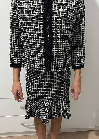 Kız çocuk siyah Kareli Midi takım - Görsel 4
