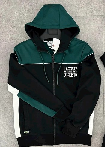 Erkek Fermuarlı Kapşonlü Siyah Yeşil Üst Eşofman - Görsel 8