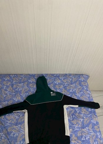 Erkek Fermuarlı Kapşonlü Siyah Yeşil Üst Eşofman - Görsel 2