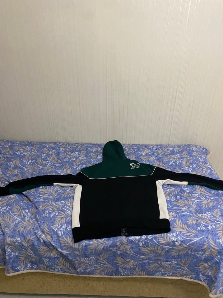 Erkek Fermuarlı Kapşonlü Siyah Yeşil Üst Eşofman - Görsel 4