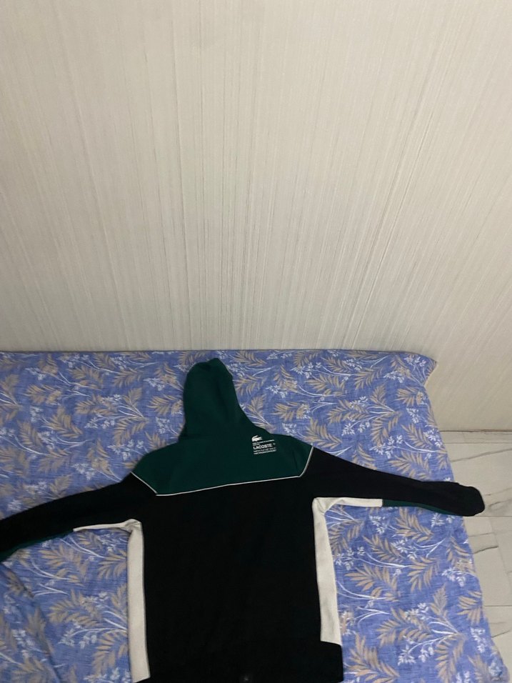 Erkek Fermuarlı Kapşonlü Siyah Yeşil Üst Eşofman - Görsel 2