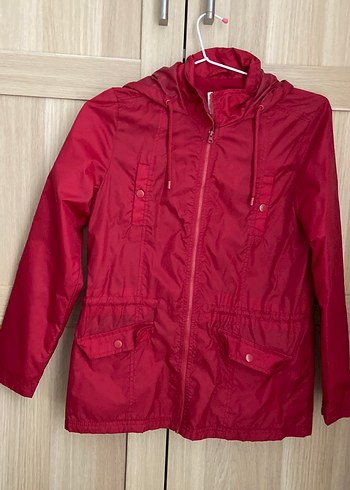 Kadın Kırmızı Fermuarlı Rahat Ceket - Görsel 2