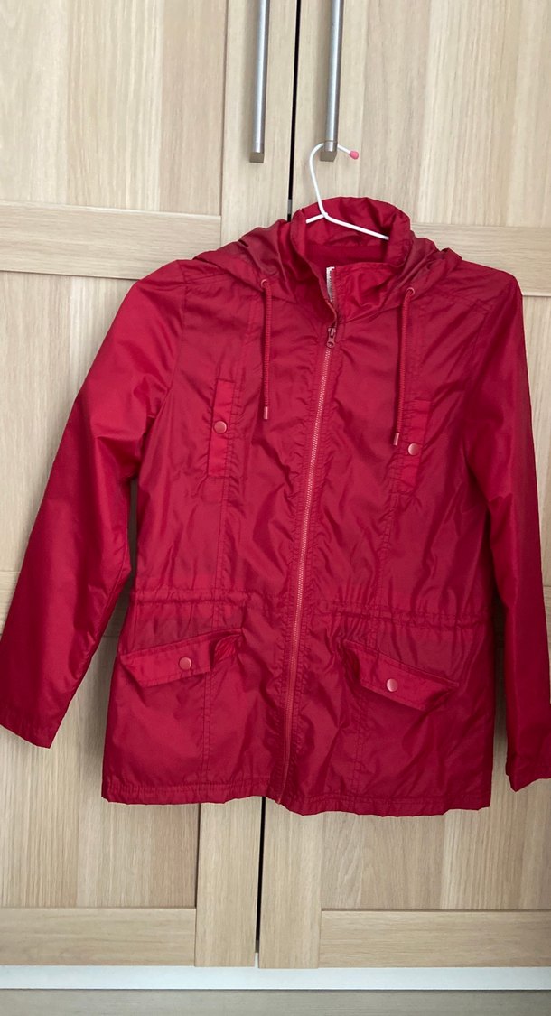 Kadın Kırmızı Fermuarlı Rahat Ceket - Görsel 2