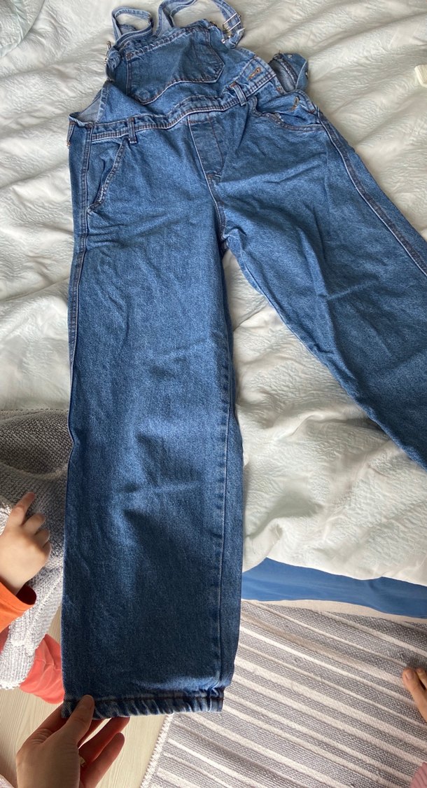 Kadın Mavi Denim Uzun Salopet - Görsel 2