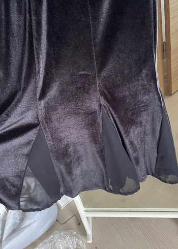 Uzun Kollu Siyah Drapeli Kadın Abiye Elbise - Görsel 4