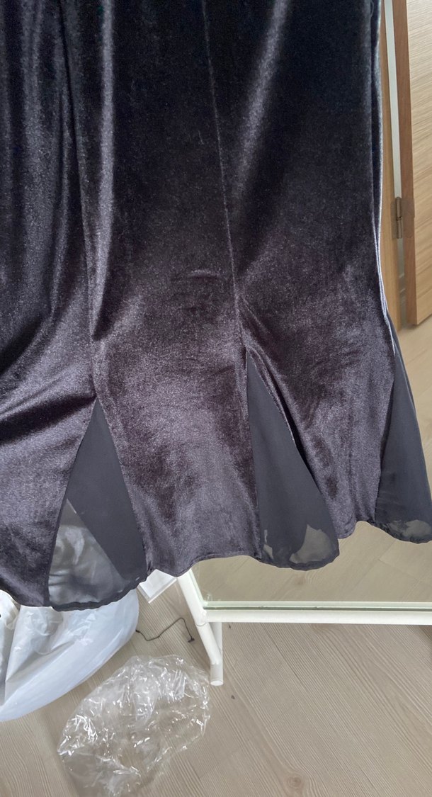 Uzun Kollu Siyah Drapeli Kadın Abiye Elbise - Görsel 4