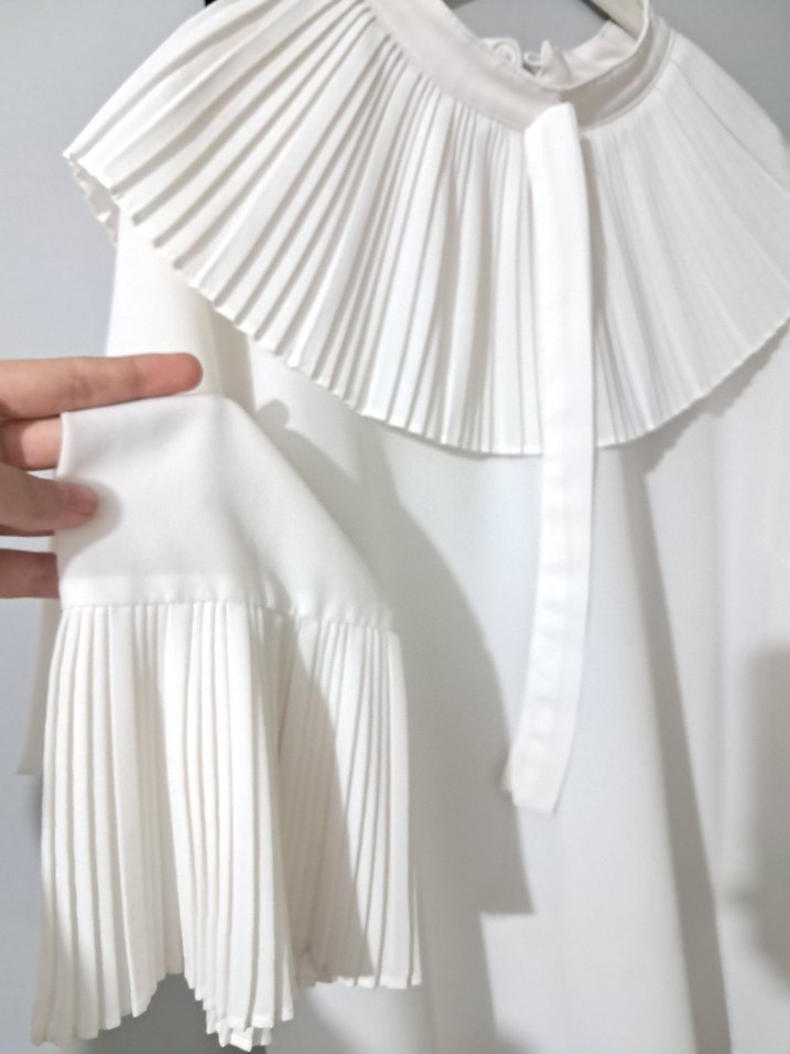 Beyaz Pileli Yaka Detaylı Kadın Gömlek - Görsel 2