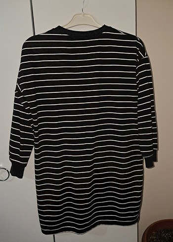 Çizgili Uzun Kollu Salaş Midi Tunik - Görsel 3