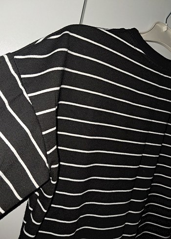 Çizgili Uzun Kollu Salaş Midi Tunik - Görsel 2